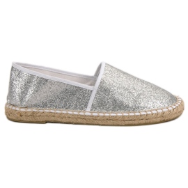Cm Paris Brokatowe Srebrne Espadryle szare