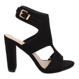 Sandałki na słupku czarne J-8711 Black
