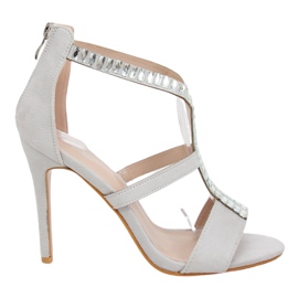 Sandałki na szpilce szare B-60 Grey