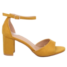 Sandałki na obcasie żółte VV-24 Yellow