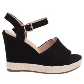 Sandałki na koturnie czarne FD-5M14 Black