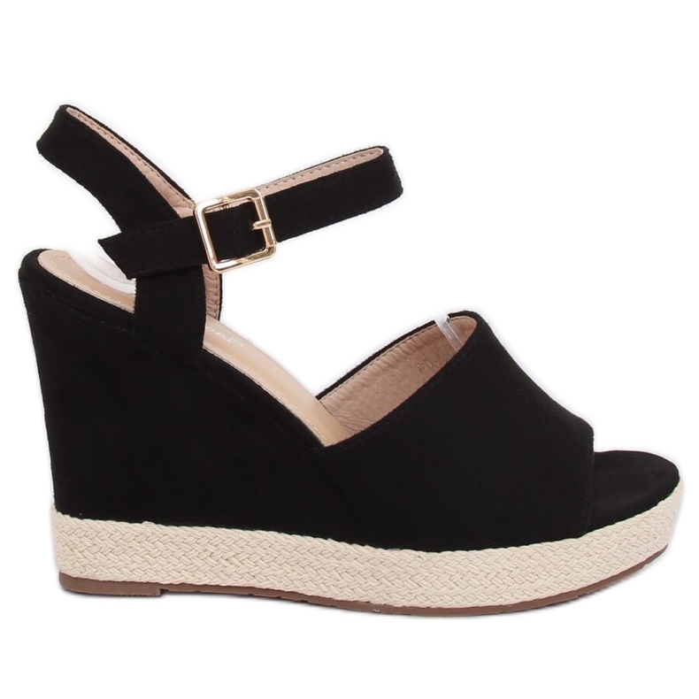 Sandałki na koturnie czarne FD-5M14 Black