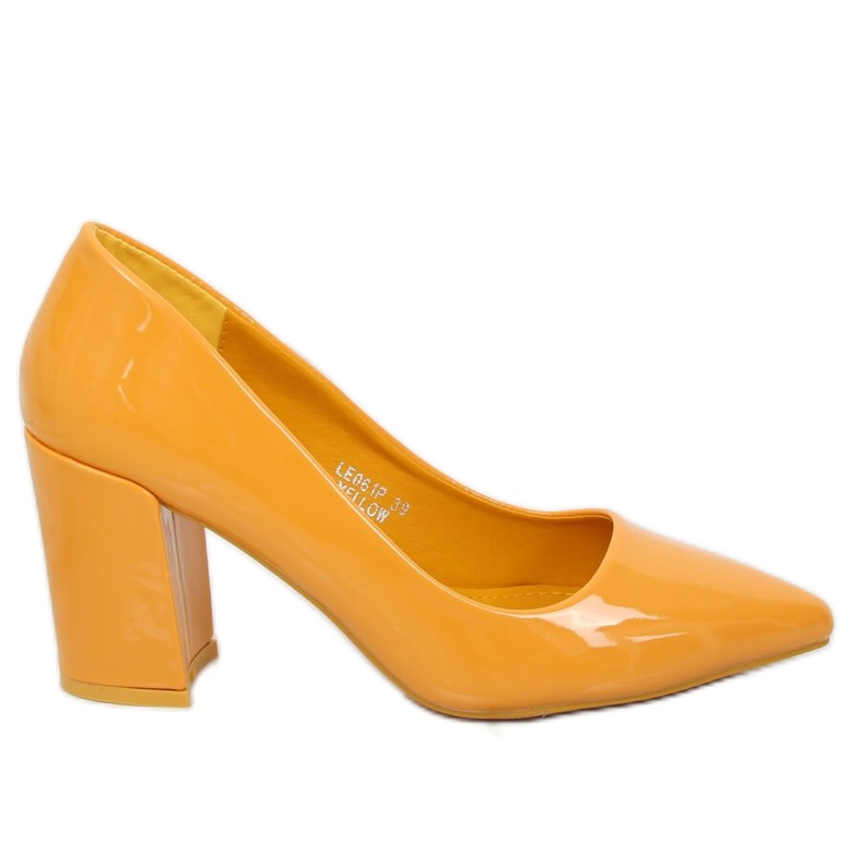 Czółenka na słupku żółte LE061P Yellow