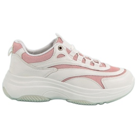 Biało-różowe Sneakersy białe