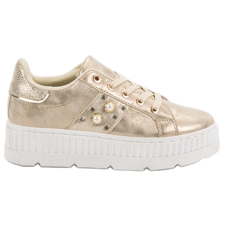 Złote Obuwie Na Platformie złoty