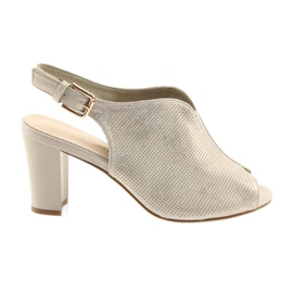 Sandały na słupku Sergio Leone 812 beżowy złoty