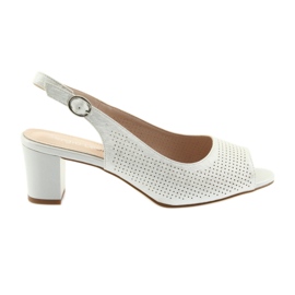 Sandały na słupku Sergio Leone 794 srebrne szare