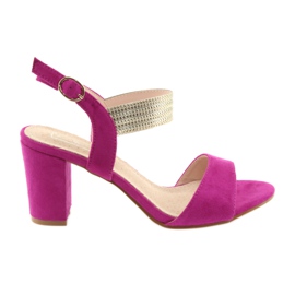 Sandały na słupku Filippo DS817 fuksja/złoto różowe żółte