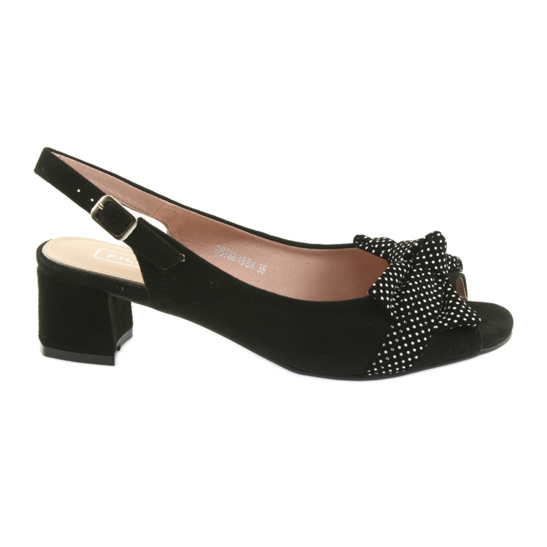 Sandały kokarda Filippo 788 czarne/kropki białe