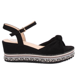 Sandałki na koturnie czarne B126 Black