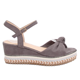 Sandałki na koturnie szare B126 Grey