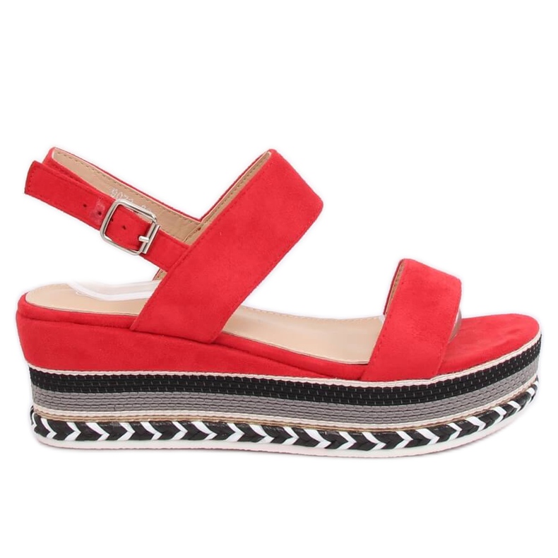 Sandałki na wysokiej podeszwie czerwone 9073 Red
