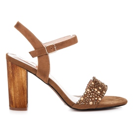 Beauty Girl'S Ażurowe Sandałki Na Obcasie brązowe