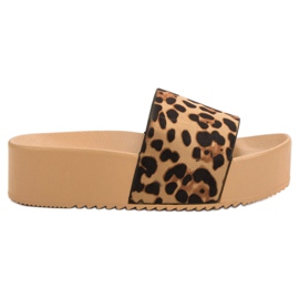 Anesia Paris Zamszowe Klapki Na Platformie brązowe