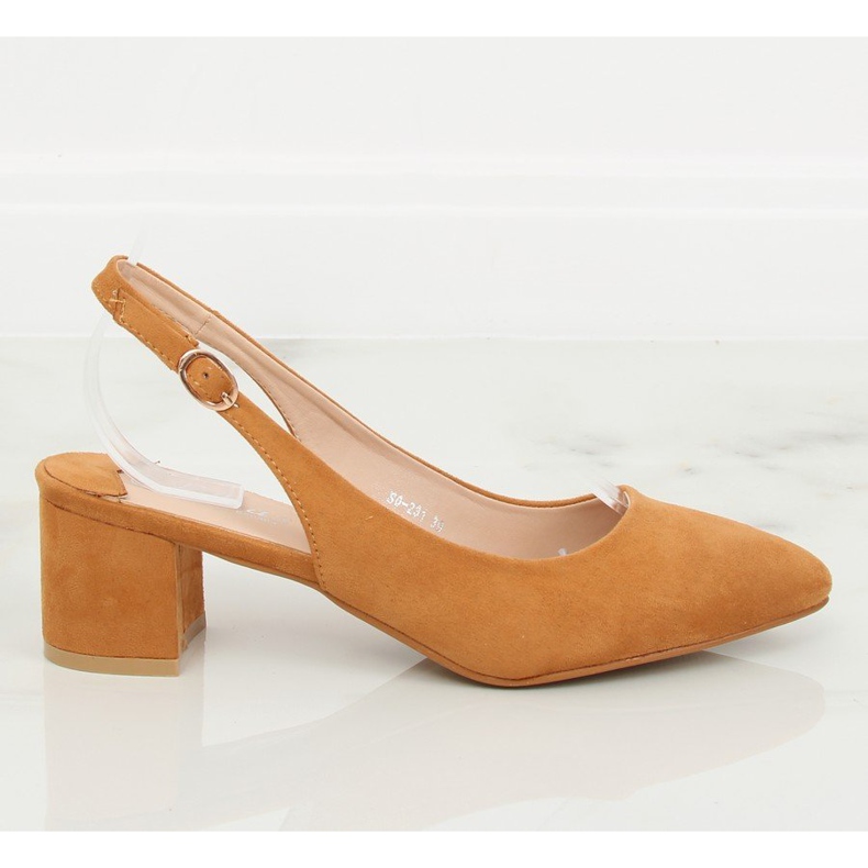 Czółenka z odkrytą pięta camel S0-231 Camel II-GAT brązowe