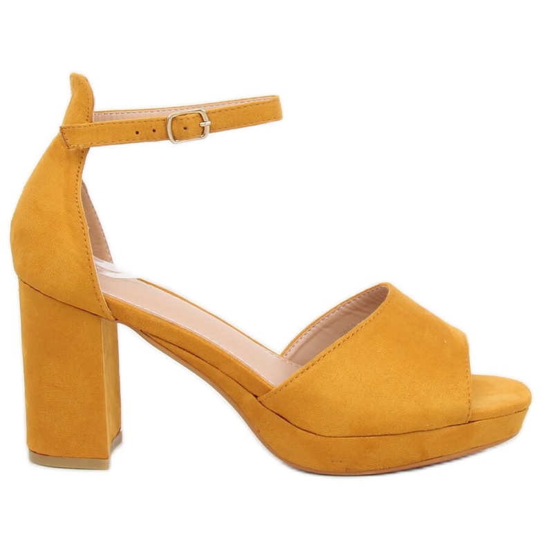 Sandałki na obcasie żółte 6952-GL Yellow