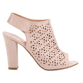 Queen Vivi Ażurowe Sandały Z Cholewką różowe