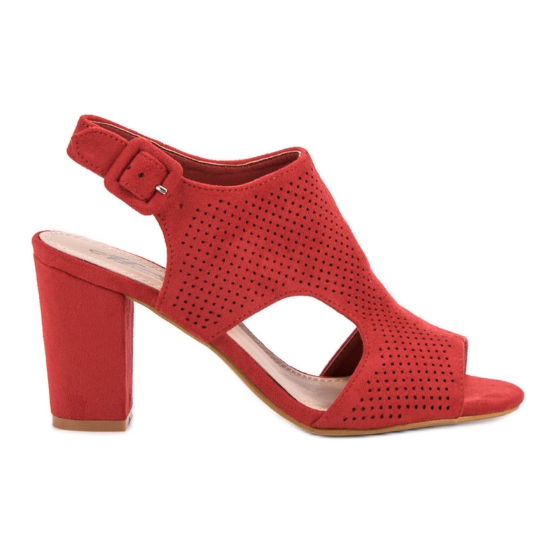 Ażurowe Sandałki Na Słupku czerwone
