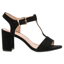 Anesia Paris Czarne Sandałki Na Słupku