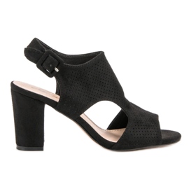 Ażurowe Sandałki Na Słupku czarne