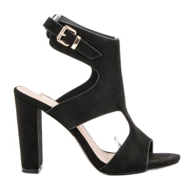 Seastar Eleganckie Zamszowe Sandałki czarne