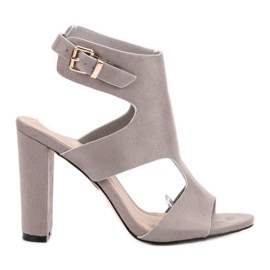 Seastar Eleganckie Zamszowe Sandałki szare