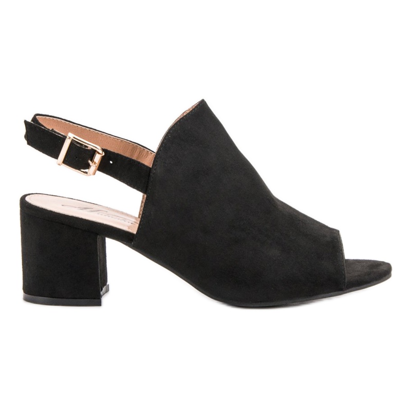 Zamszowe Zabudowane Sandały czarne