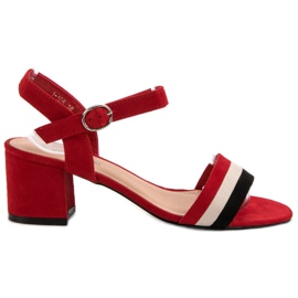 Queen Vivi Modne Sandałki Na Obcasie czerwone