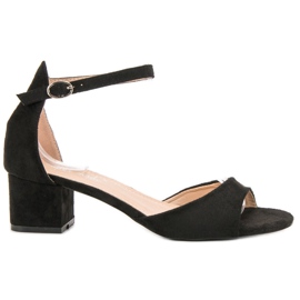 Super Mode Czarne Sandały Na Obcasie