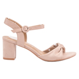 Eleganckie Pudrowe Sandałki brązowe