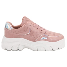 Różowe Sneakersy Z Efektem Holo