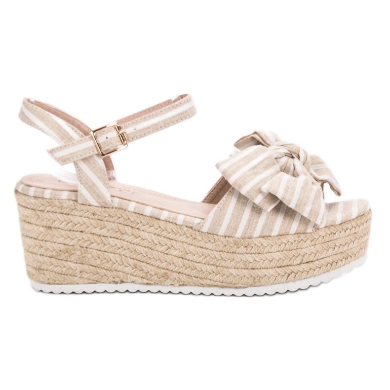 Seastar Sandały Na Koturnie Z Kokardką brązowe