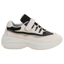 Modne BIAŁO-CZARNE Sneakersy białe