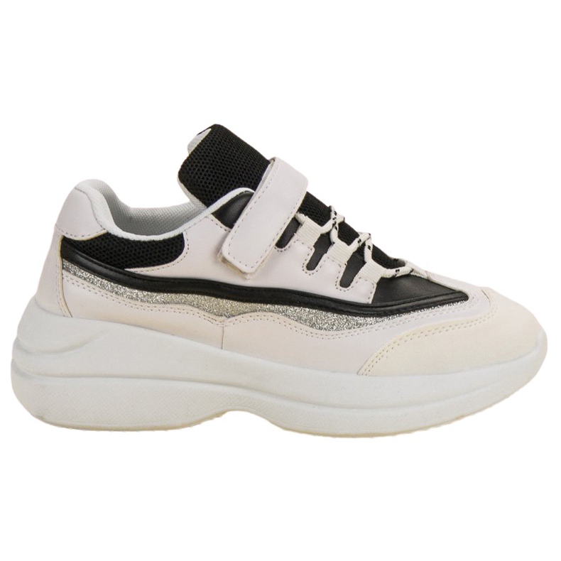 Modne BIAŁO-CZARNE Sneakersy białe