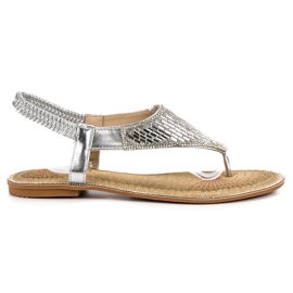 Encor Srebrne Sandały Japonki szare