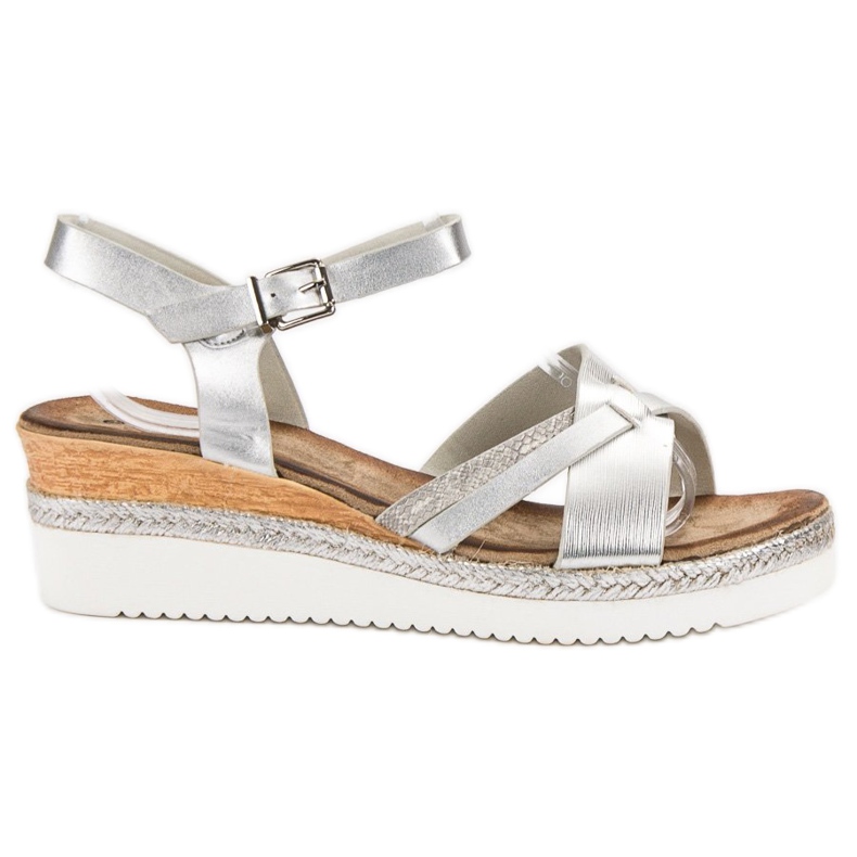 Evento Srebrne Sandałki Na Koturnie szare