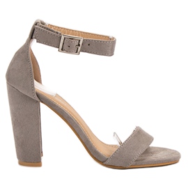 SHELOVET Klasyczne Sandały Na Słupku szare