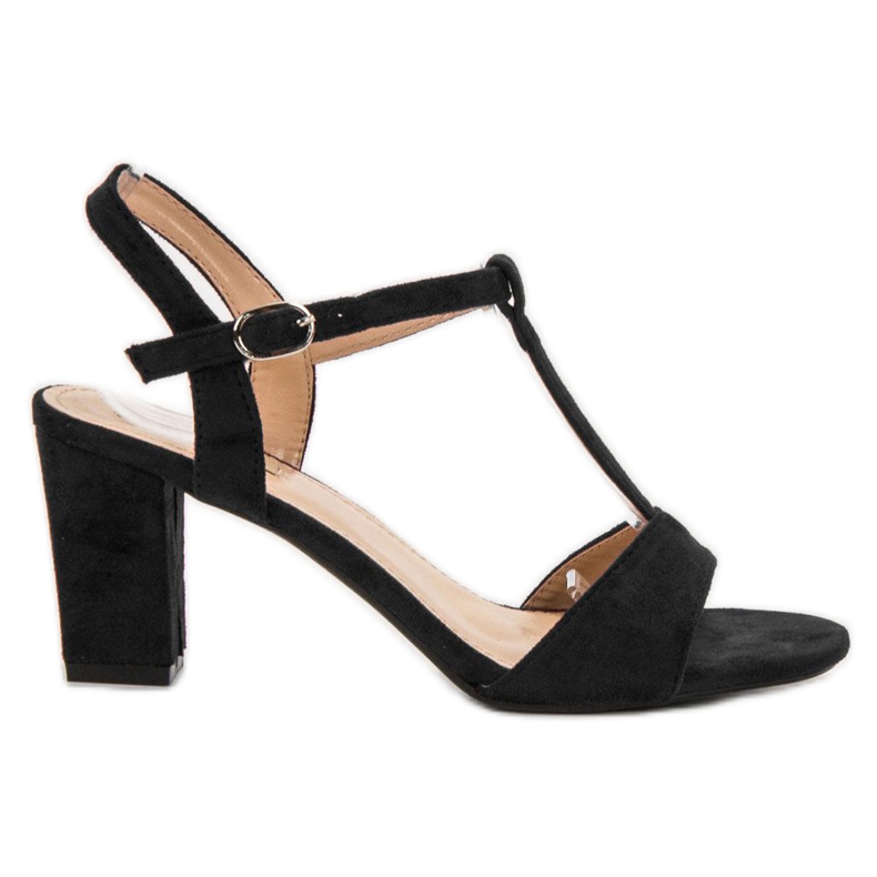 Jumex Czarne Zamszowe Sandałki
