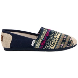 Lady Fashion Trampki Slip On Boho niebieskie wielokolorowe