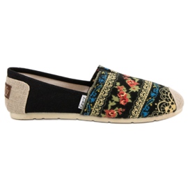 Lady Fashion Trampki Slip On Boho czarne wielokolorowe