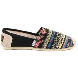 Lady Fashion Trampki Slip On Boho czarne wielokolorowe
