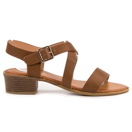 Primavera Brązowe Sandały Na Obcasie