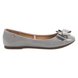 Lakierowane Baleriny Z Kokardką VINCEZA szare