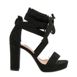 Seastar Wiązane Sandałki Na Platformie czarne