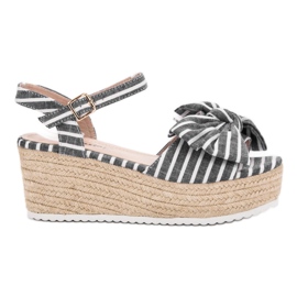 Seastar Sandały Na Koturnie Z Kokardką szare