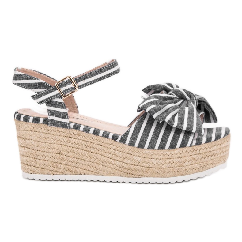 Seastar Sandały Na Koturnie Z Kokardką szare