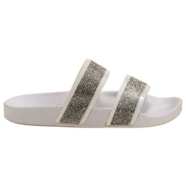 Seastar Białe Klapki Z Kryształkami wielokolorowe