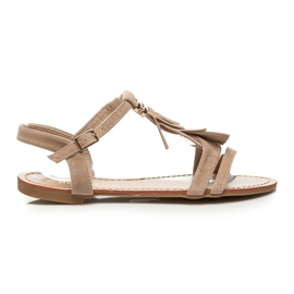 Queen Vivi Sandały Z Frędzlami brązowe