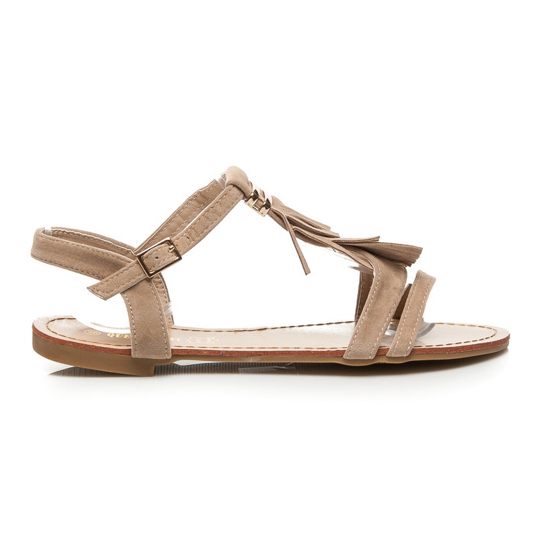 Queen Vivi Sandały Z Frędzlami brązowe