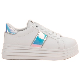 SHELOVET Białe Obuwie Na Platformie